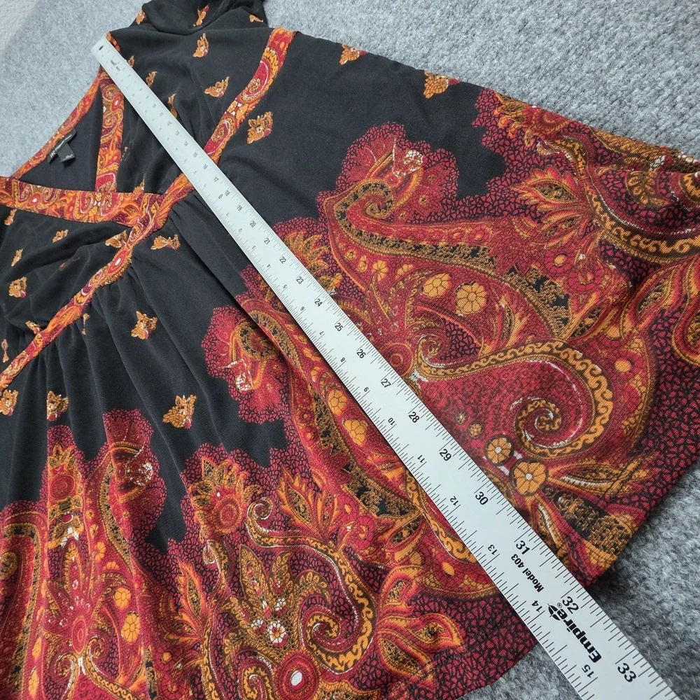 Vtg INC Babydoll Top Black Paisley Mesh Bell Sleeve Y2K Whimsigoth Fairy Boho 2X - Picture 10 of 12